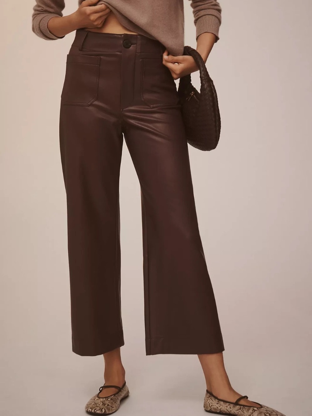 Anthropologie Maeve Colette Vegan Leather Crop Pant